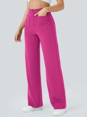 HALARA DayStretch High Waisted Pockets Straight Leg Fucsia Pink Pants Large